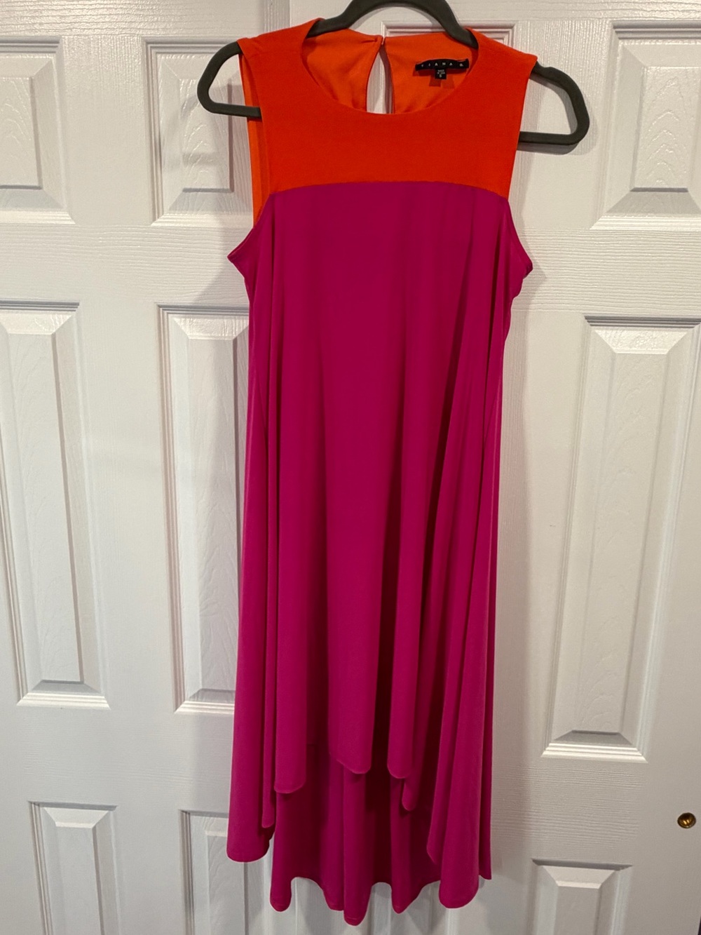 Tiana B. Bright Orange & Pink high low dress small